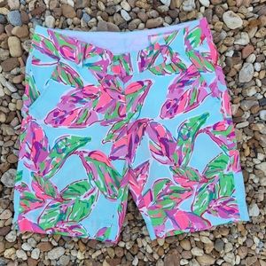 LILLY PULITZER | Callahan Tropical Print Bermuda Shorts Electric Pink Blue